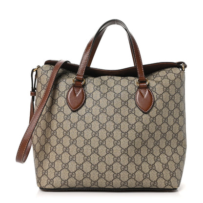 GG Supreme Monogram Linea A Foldover Tote Brown