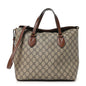 GG Supreme Monogram Linea A Foldover Tote Brown