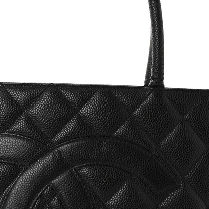 Caviar Quilted Medallion Tote Black