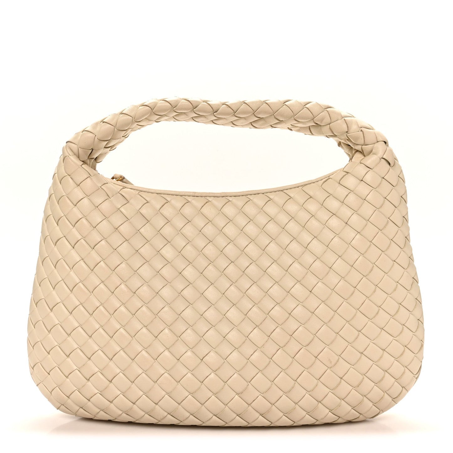 Supple Nappa Intrecciato Padded Small Veneta Hobo Sea Salt