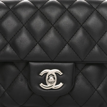 Calfskin Quilted CC Uniform Flap Belt Bag Black