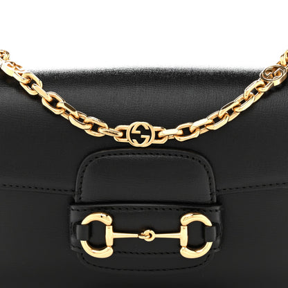Azalea Calfskin Small Horsebit 1955 Chain Shoulder Bag Black