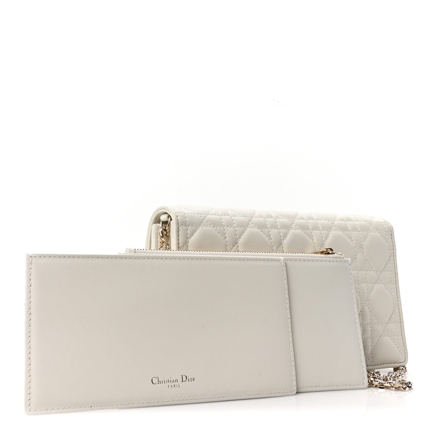 Lambskin Cannage Lady Dior Pouch Latte