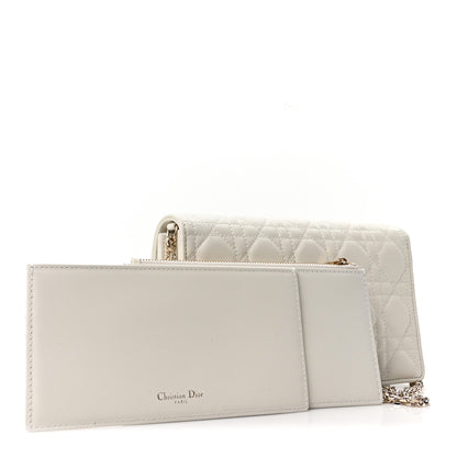 Lambskin Cannage Lady Dior Pouch Latte