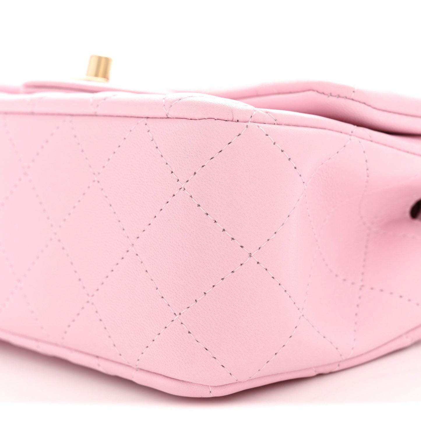 Lambskin Quilted Mini Rectangular Flap Light Pink