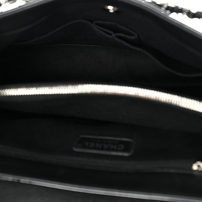 Patent Quilted Large Coco Shine Accordion Flap Black