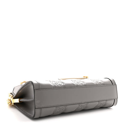 Calfskin GG Matelasse Small Slim Chain Shoulder Bag Dusty Grey Natural