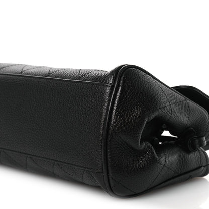 Grained Calfskin Stitched Urban Essentials Small Shopping Bag Black