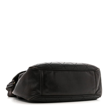 Lambskin Quilted Flap Shoulder Bag Black