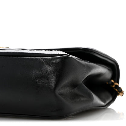 Crumpled Calfskin Whipstich Quilted Single Black