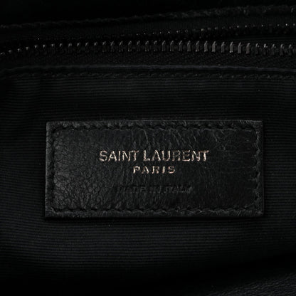 Crinkled Calfskin Matelasse Monogram Medium Niki Chain Satchel Black