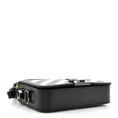 Saffiano Striped Mini Diag Binder Clip Bag Black White Yellow