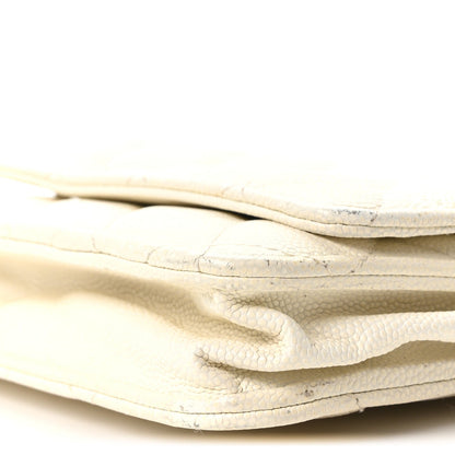 Caviar Quilted Wallet On Chain WOC White