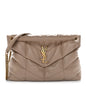 Lambskin Quilted Medium Loulou Puffer Monogram Chain Satchel Dark Beige
