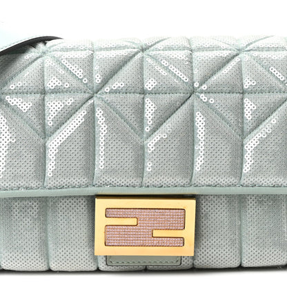 Sequin Paillettes Nappa Baguette Light Blue