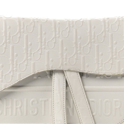 Calfskin Embossed Oblique Saddle Bag White