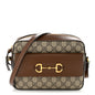 GG Supreme Monogram Small Horsebit 1955 Shoulder Bag Beige Brown Sugar