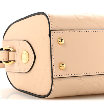 Gilbert Calfskin Jumbo GG Embossed Super Mini Top Handle Bowler Bag Beige