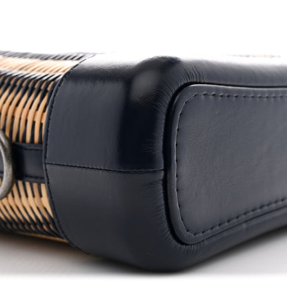 Rattan Calfskin Small Gabrielle Hobo Beige Navy