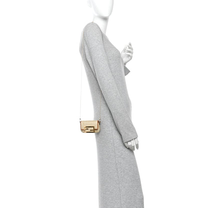 Raffia Vitello King Lucido FF Embroidered Nano Maxi Buckle Baguette Charm Alchemy Brandy