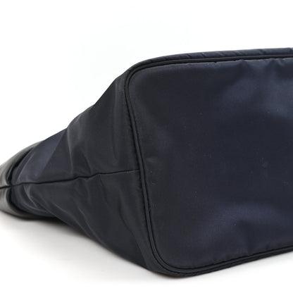 Nappa Nylon Soft Padded Shopping Tote Black Blue
