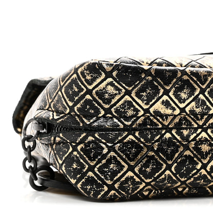 Calfskin Intrecciomirage Embossed Butterfly Chain Crossbody Black Gold