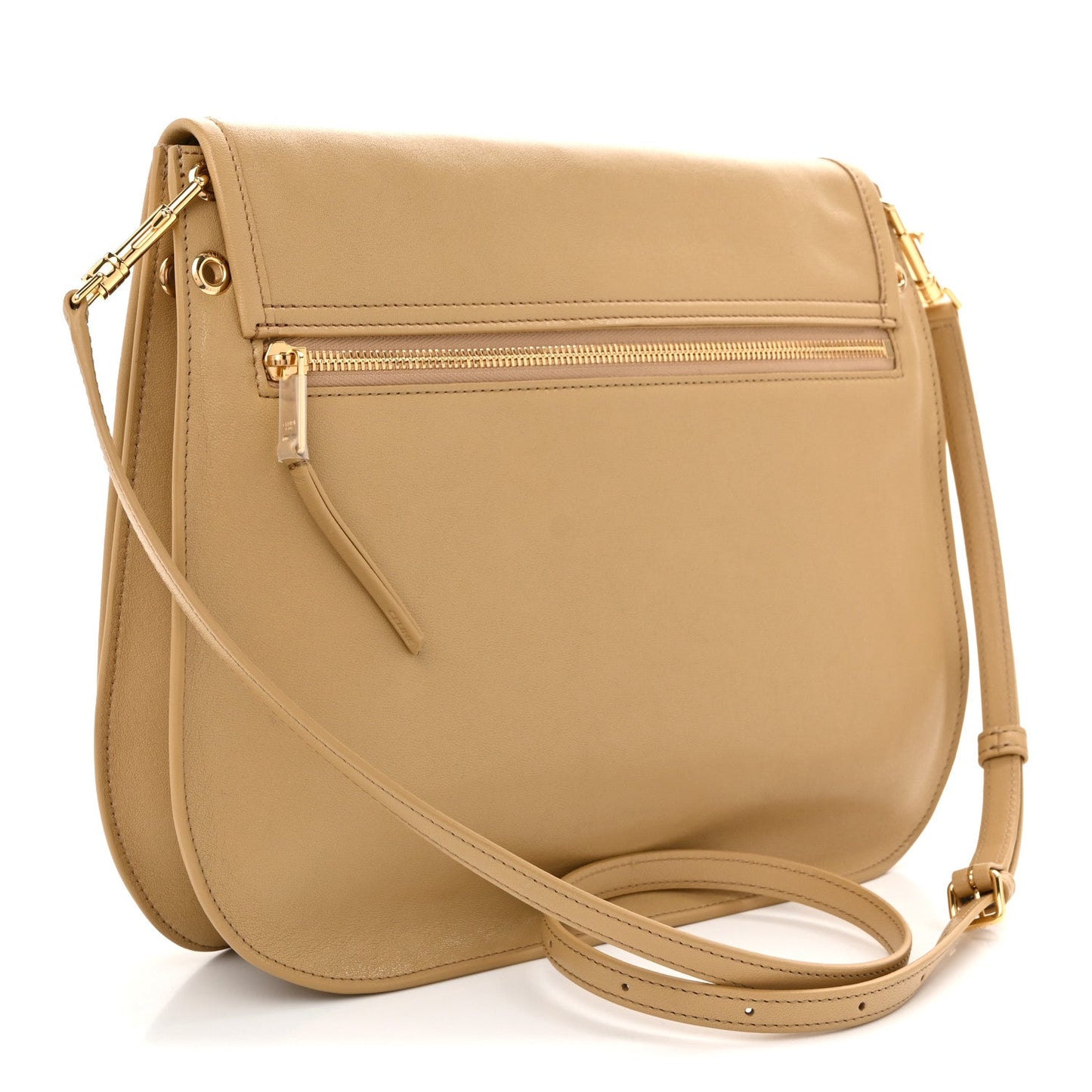 Shiny Lambskin Soft Triomphe Besace Bag Sandcastle