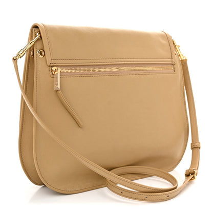 Shiny Lambskin Soft Triomphe Besace Bag Sandcastle