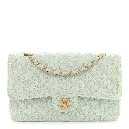 Tweed Medium Double Flap Light Turquoise