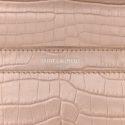 Calfskin Crocodile Embossed Medium Monogram Sunset Rose Antic