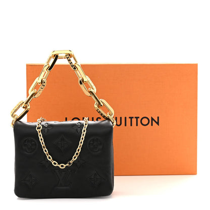 Lambskin Embossed Monogram Coussin Belt Bag Black