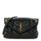 Lambskin Quilted Small Loulou Puffer Monogram Chain Satchel Black