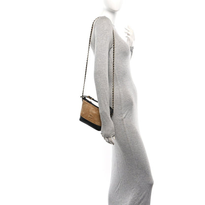 Suede Calfskin Shiny Lambskin Quilted Coco Base Hobo Clutch With Chain Beige Black