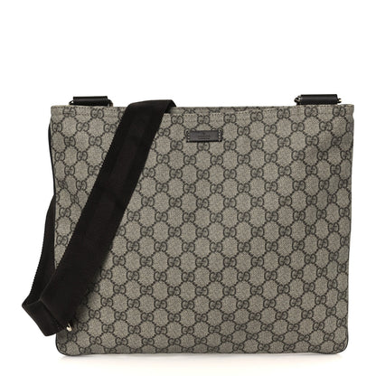 GG Supreme Monogram Medium Flat Messenger Bag Dark Brown