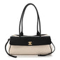 Grained Calfskin Boucle Urban Essentials Small Shopping Bag Ecru Black