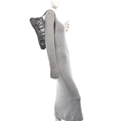 Nappa Vertical Matelasse Medium Maxi Horsebit Chain Shoulder Bag Grey