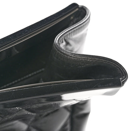 Glazed Calfskin Quilted Large CC Delivery Tote Black