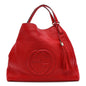Pebbled Calfskin Large Soho Shoulder Bag Red