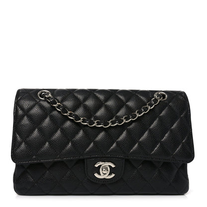 Caviar Quilted Medium Double Flap Black