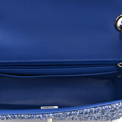 Tweed Quilted Mini Rectangular Flap Blue White