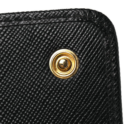 Saffiano Metal Oro Chain Wallet Black