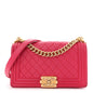 Lambskin Quilted Medium Boy Flap Fuchsia
