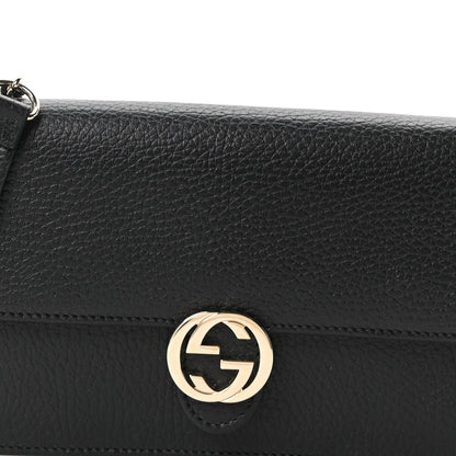 Dollar Calfskin Interlocking G Chain Wallet Black