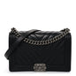 Lambskin Chevron Quilted New Medium Boy Flap Black