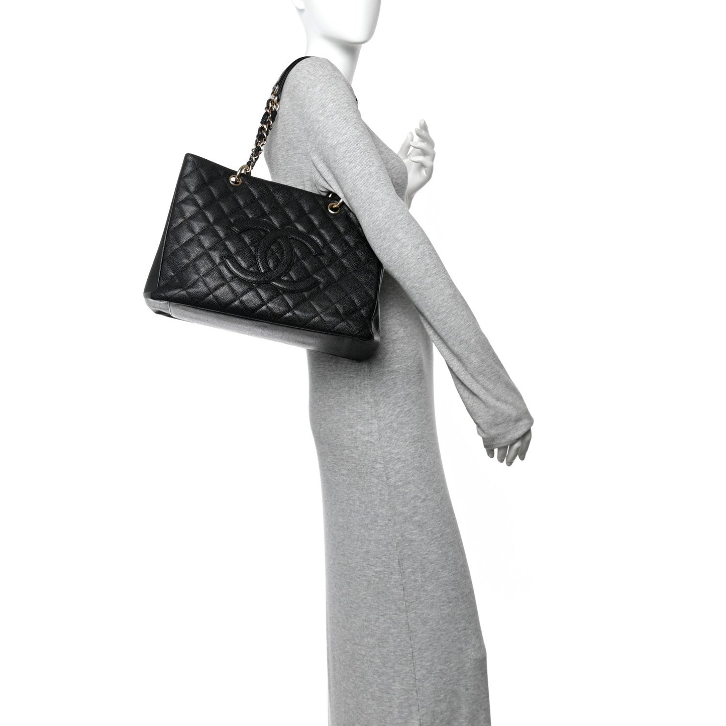 Caviar Quilted Grand Shopping Tote GST Black