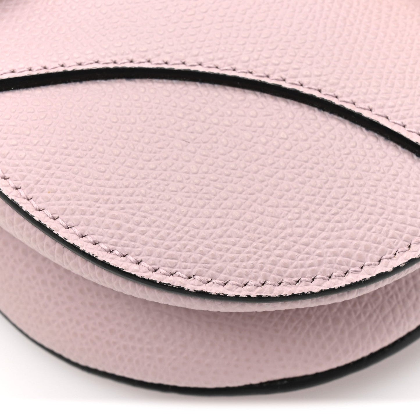 Grained Calfskin Mini Saddle Bag Light Pink