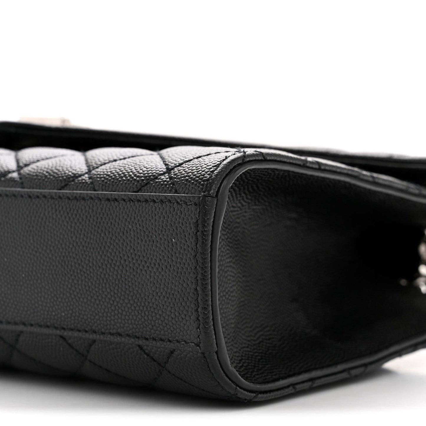 Grain De Poudre Textured Mixed Matelasse Triquilt Medium Monogram Satchel Black