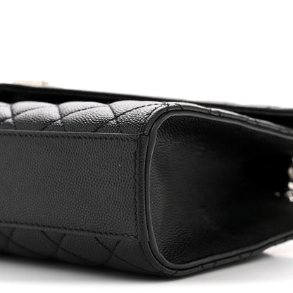 Grain De Poudre Textured Mixed Matelasse Triquilt Medium Monogram Satchel Black