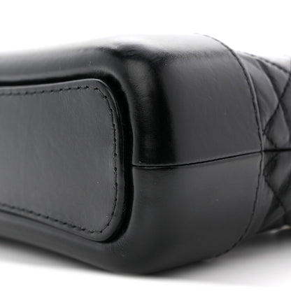 Aged Calfskin Quilted Small Gabrielle Hobo Black