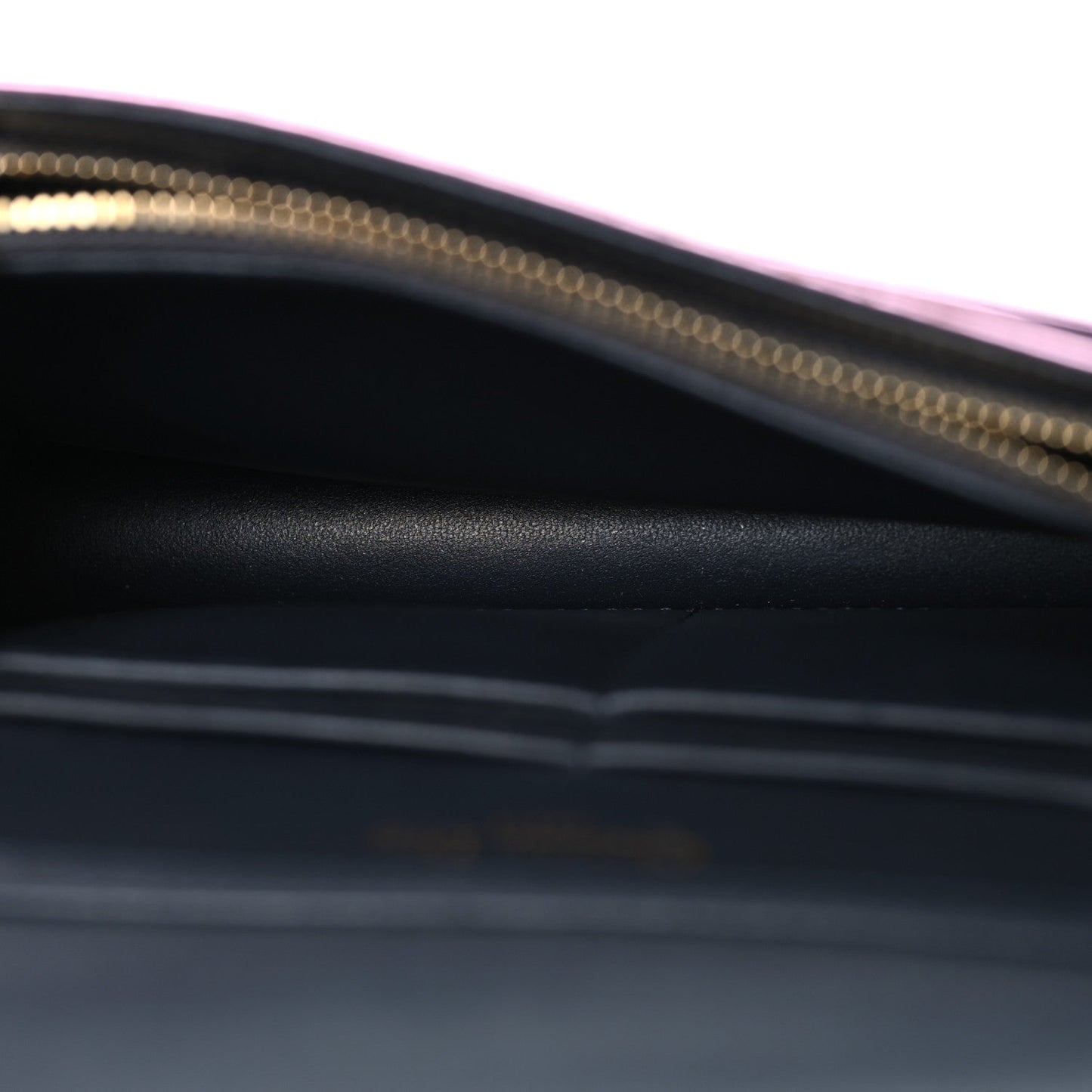 Metallic Patent Micro-Cannage Diorama Wallet on Chain Pouch Pink